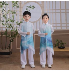 Girls chinese folk dance costumes kids chinese kungfu wushu stage performance uniforms martial arts dancing clothes